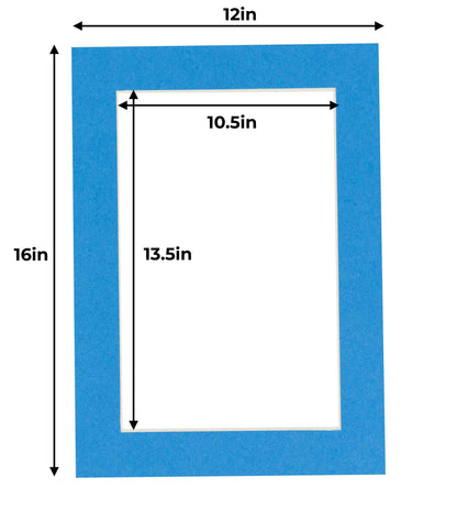 Pack of 10 Bay Blue Precut Acid-Free Matboard Set with Clear Bags & Backings