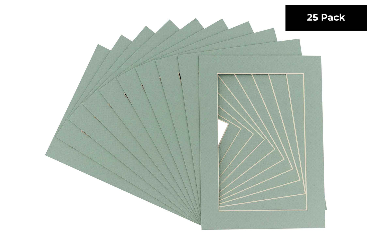 Pack of 25 Seafoam Green Precut Acid-Free Matboards