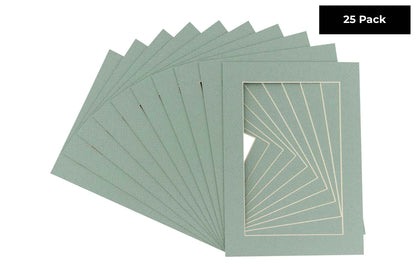Pack of 25 Seafoam Green Precut Acid-Free Matboards