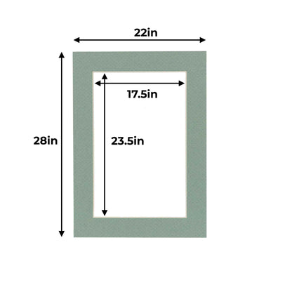 Pack of 25 Seafoam Green Precut Acid-Free Matboard Set with Clear Bags & Backings