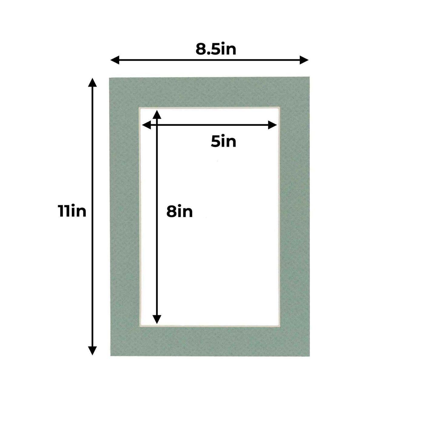 Pack of 25 Seafoam Green Precut Acid-Free Matboard Set with Clear Bags & Backings