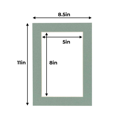 Pack of 25 Seafoam Green Precut Acid-Free Matboard Set with Clear Bags & Backings