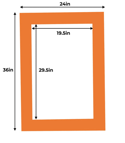 Pack of 25 Orange Precut Acid-Free Matboard Set with Clear Bags & Backings