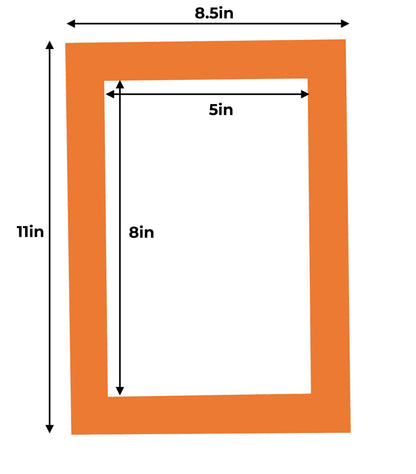 Pack of 10 Orange Precut Acid-Free Matboard Set with Clear Bags & Backings