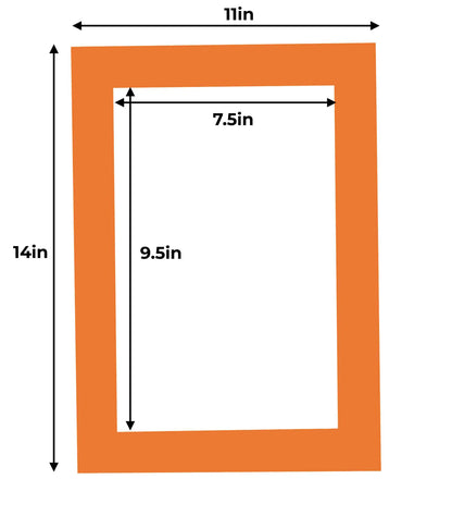 Pack of 10 Orange Precut Acid-Free Matboard Set with Clear Bags & Backings