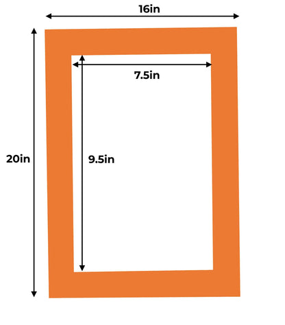 Pack of 10 Orange Precut Acid-Free Matboard Set with Clear Bags & Backings