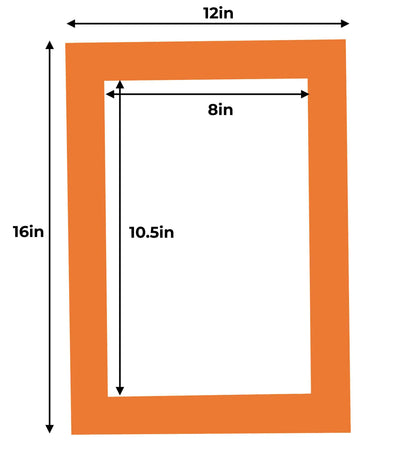 Pack of 10 Orange Precut Acid-Free Matboard Set with Clear Bags & Backings