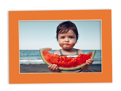 Pack of 25 Orange Precut Acid-Free Matboard Set with Clear Bags & Backings