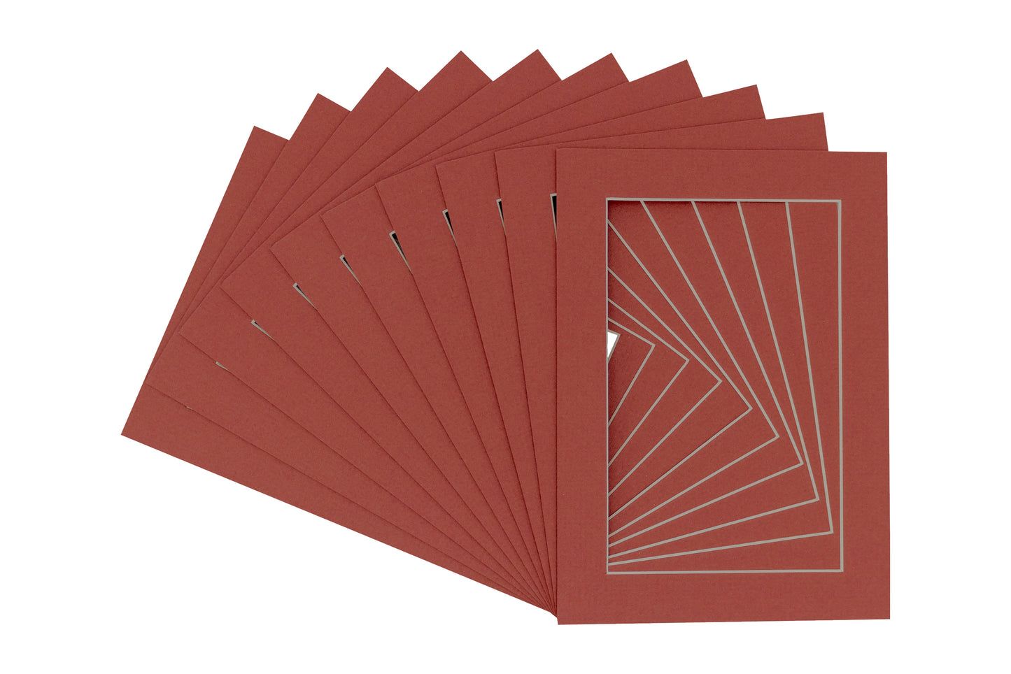 Pack of 10 Brick Red Precut Acid-Free Matboards