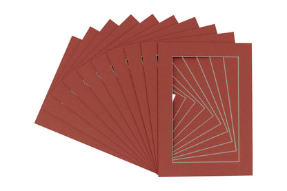Pack of 10 Brick Red Precut Acid-Free Matboards