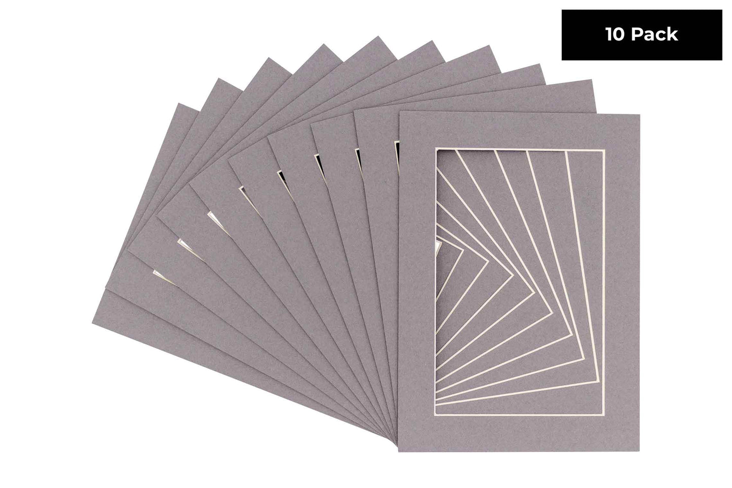 Pack of 10 Charcoal Grey Precut Acid-Free Matboards