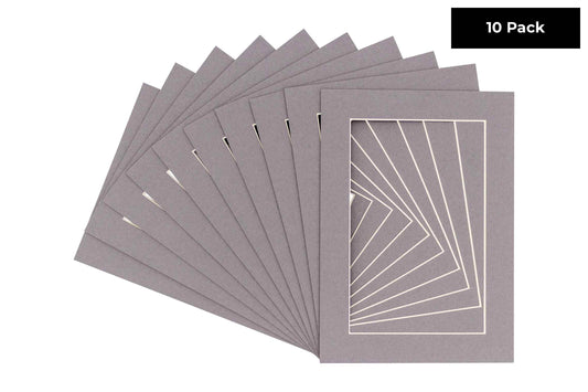 Pack of 10 Charcoal Grey Precut Acid-Free Matboards