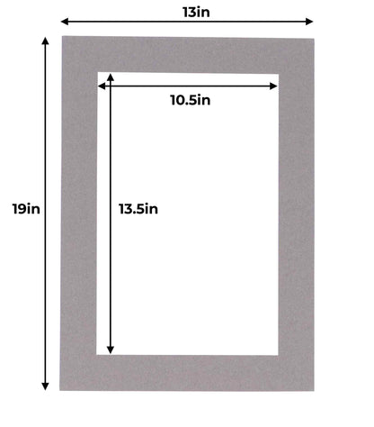 Pack of 10 Charcoal Grey Precut Acid-Free Matboard Set with Clear Bags & Backings