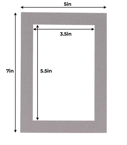 Pack of 25 Charcoal Grey Precut Acid-Free Matboard Set with Clear Bags & Backings