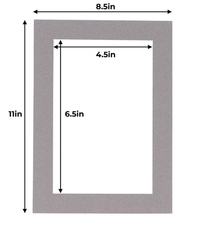 Pack of 10 Charcoal Grey Precut Acid-Free Matboard Set with Clear Bags & Backings