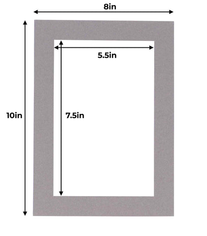 Pack of 25 Charcoal Grey Precut Acid-Free Matboard Set with Clear Bags & Backings