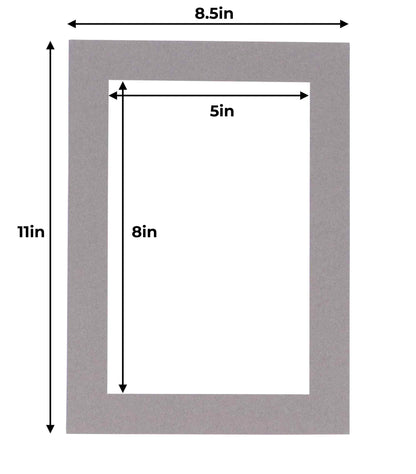 Pack of 10 Charcoal Grey Precut Acid-Free Matboard Set with Clear Bags & Backings