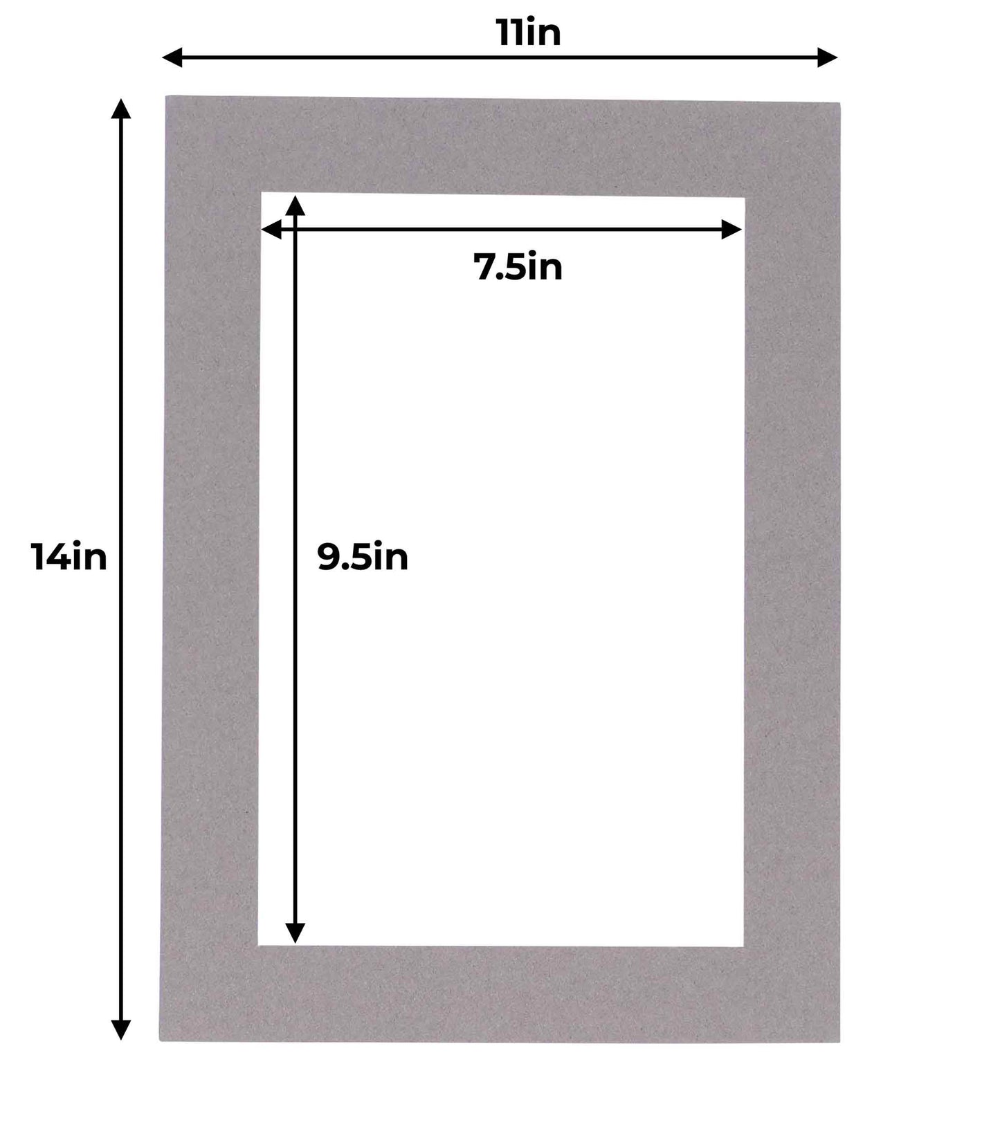 Pack of 10 Charcoal Grey Precut Acid-Free Matboard Set with Clear Bags & Backings