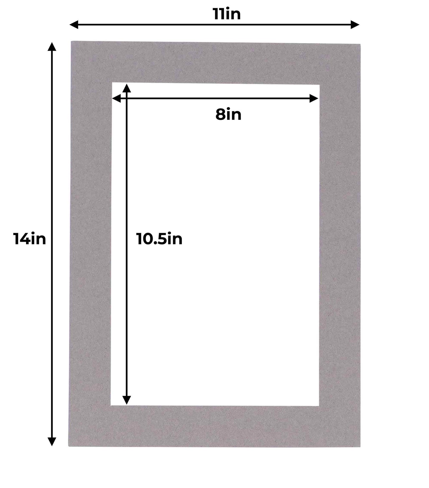 Pack of 10 Charcoal Grey Precut Acid-Free Matboard Set with Clear Bags & Backings