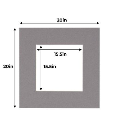 Pack of 10 Charcoal Grey Precut Acid-Free Matboard Set with Clear Bags & Backings