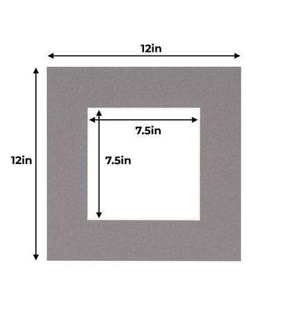 Pack of 25 Charcoal Grey Precut Acid-Free Matboard Set with Clear Bags & Backings