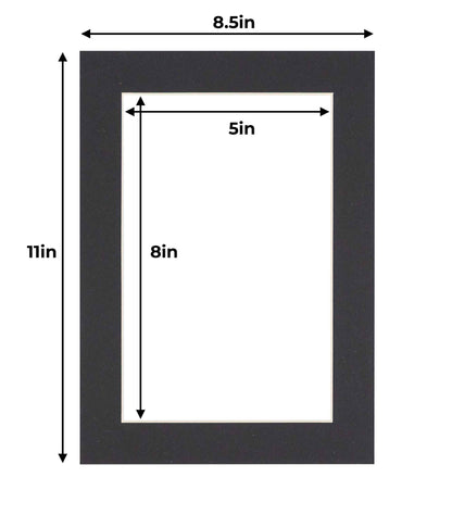 Pack of 25 Black Precut Acid-Free Matboard Set with Clear Bags & Backings