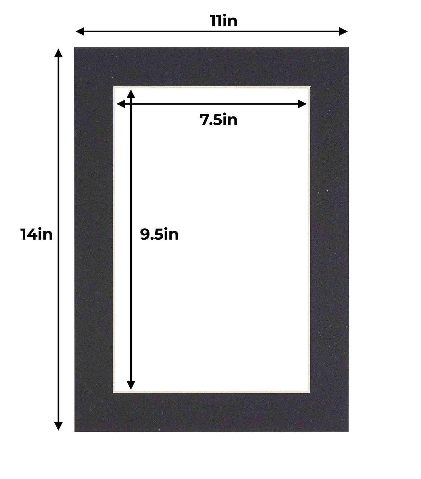 Pack of 10 Black Precut Acid-Free Matboard Set with Clear Bags & Backings