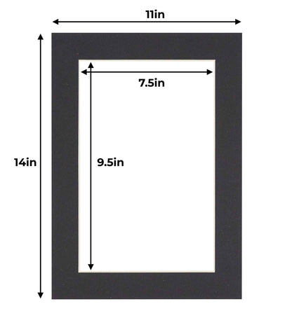 Pack of 10 Black Precut Acid-Free Matboard Set with Clear Bags & Backings