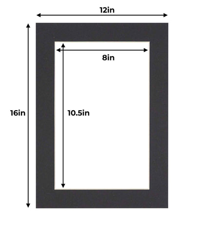 Pack of 10 Black Precut Acid-Free Matboard Set with Clear Bags & Backings