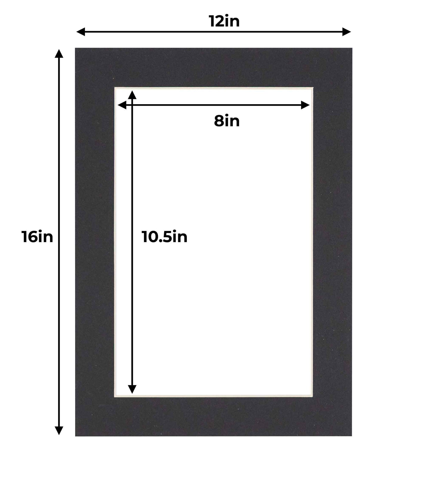 Pack of 25 Black Precut Acid-Free Matboard Set with Clear Bags & Backings