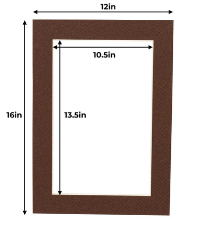 Pack of 25 Chocolate Brown Precut Acid-Free Matboard Set with Clear Bags & Backings