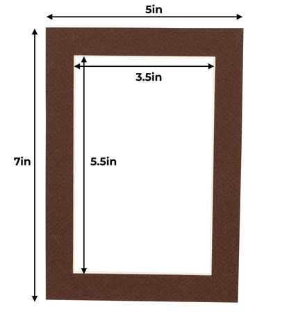 Pack of 25 Chocolate Brown Precut Acid-Free Matboard Set with Clear Bags & Backings
