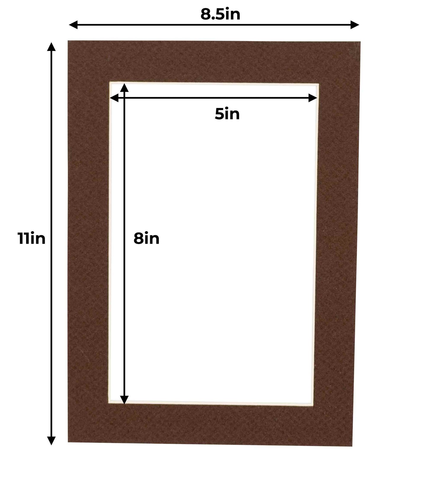 Pack of 25 Chocolate Brown Precut Acid-Free Matboard Set with Clear Bags & Backings