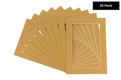 Pack of 25 Rattan Beige Precut Acid-Free Matboards