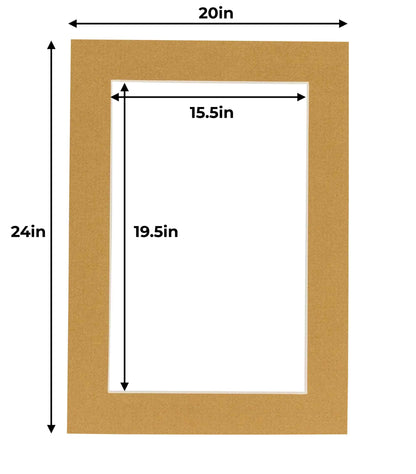 Pack of 25 Rattan Beige Precut Acid-Free Matboard Set with Clear Bags & Backings