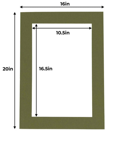 Pack of 25 Dill Green Precut Acid-Free Matboard Set with Clear Bags & Backings