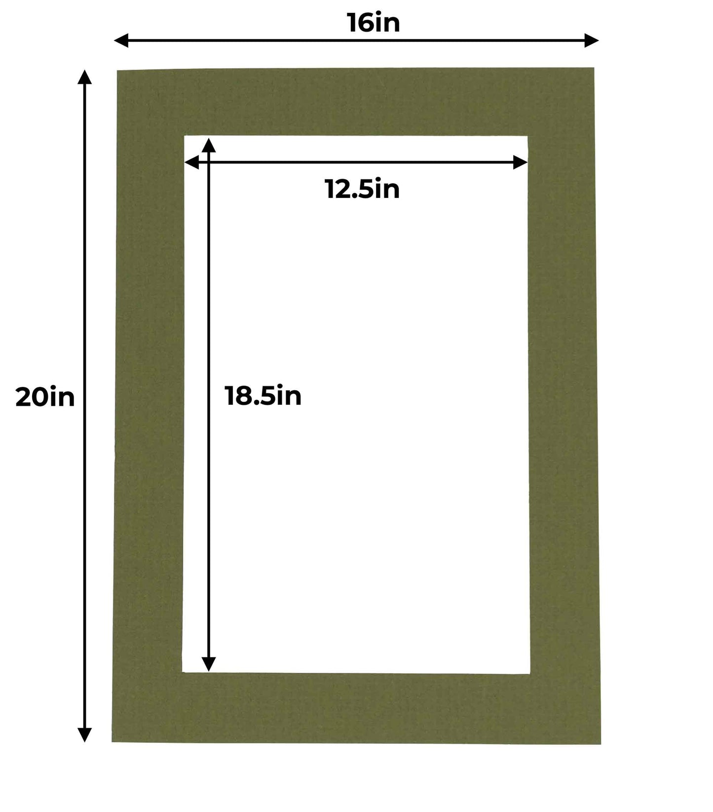 Pack of 25 Dill Green Precut Acid-Free Matboard Set with Clear Bags & Backings