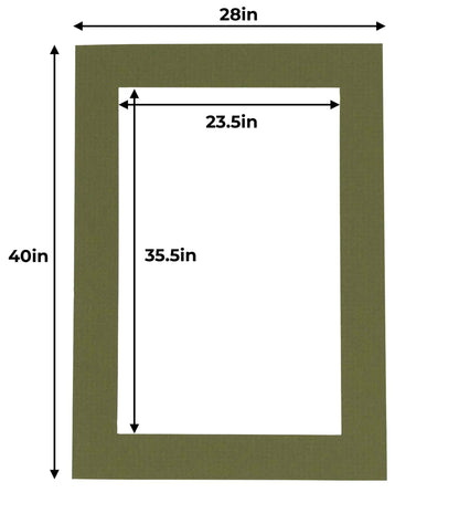 Pack of 25 Dill Green Precut Acid-Free Matboard Set with Clear Bags & Backings