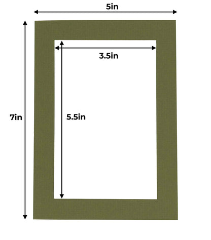 Pack of 25 Dill Green Precut Acid-Free Matboard Set with Clear Bags & Backings