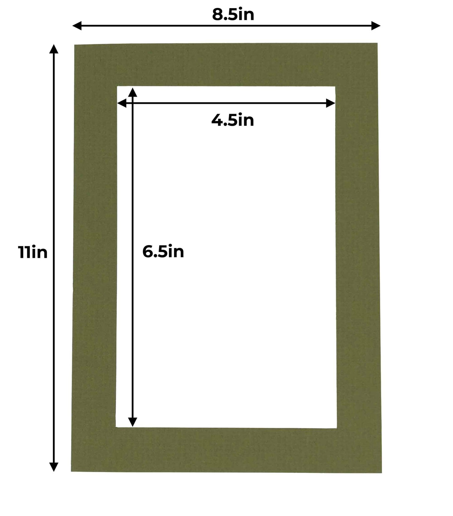 Pack of 25 Dill Green Precut Acid-Free Matboard Set with Clear Bags & Backings