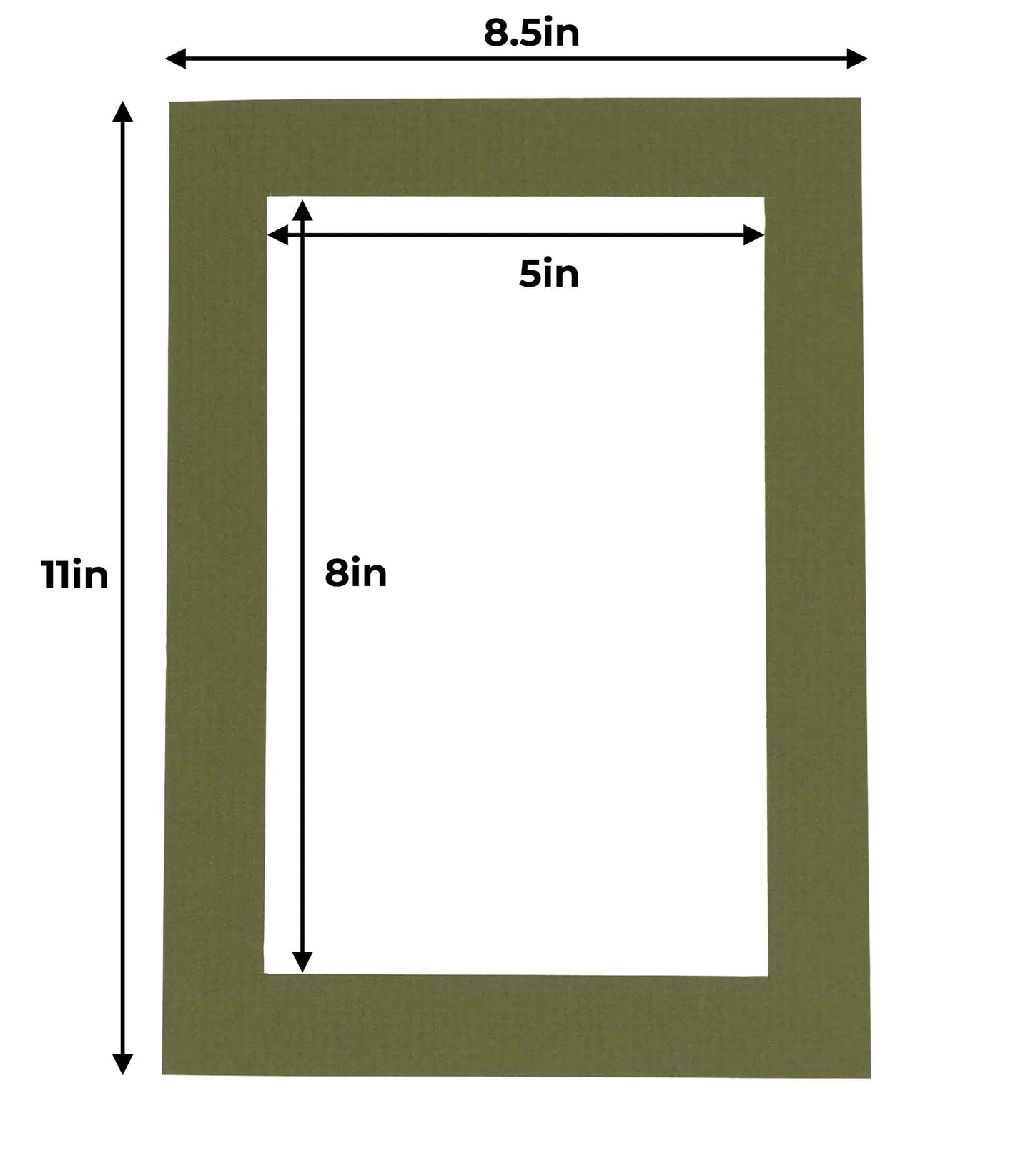 Pack of 10 Dill Green Precut Acid-Free Matboard Set with Clear Bags & Backings