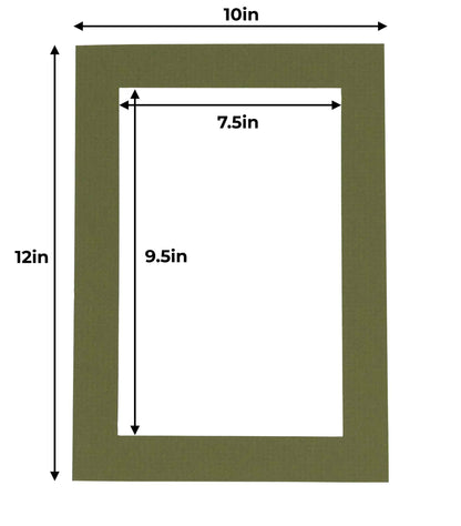 Pack of 10 Dill Green Precut Acid-Free Matboard Set with Clear Bags & Backings