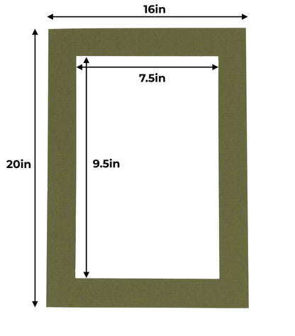 Pack of 25 Dill Green Precut Acid-Free Matboards