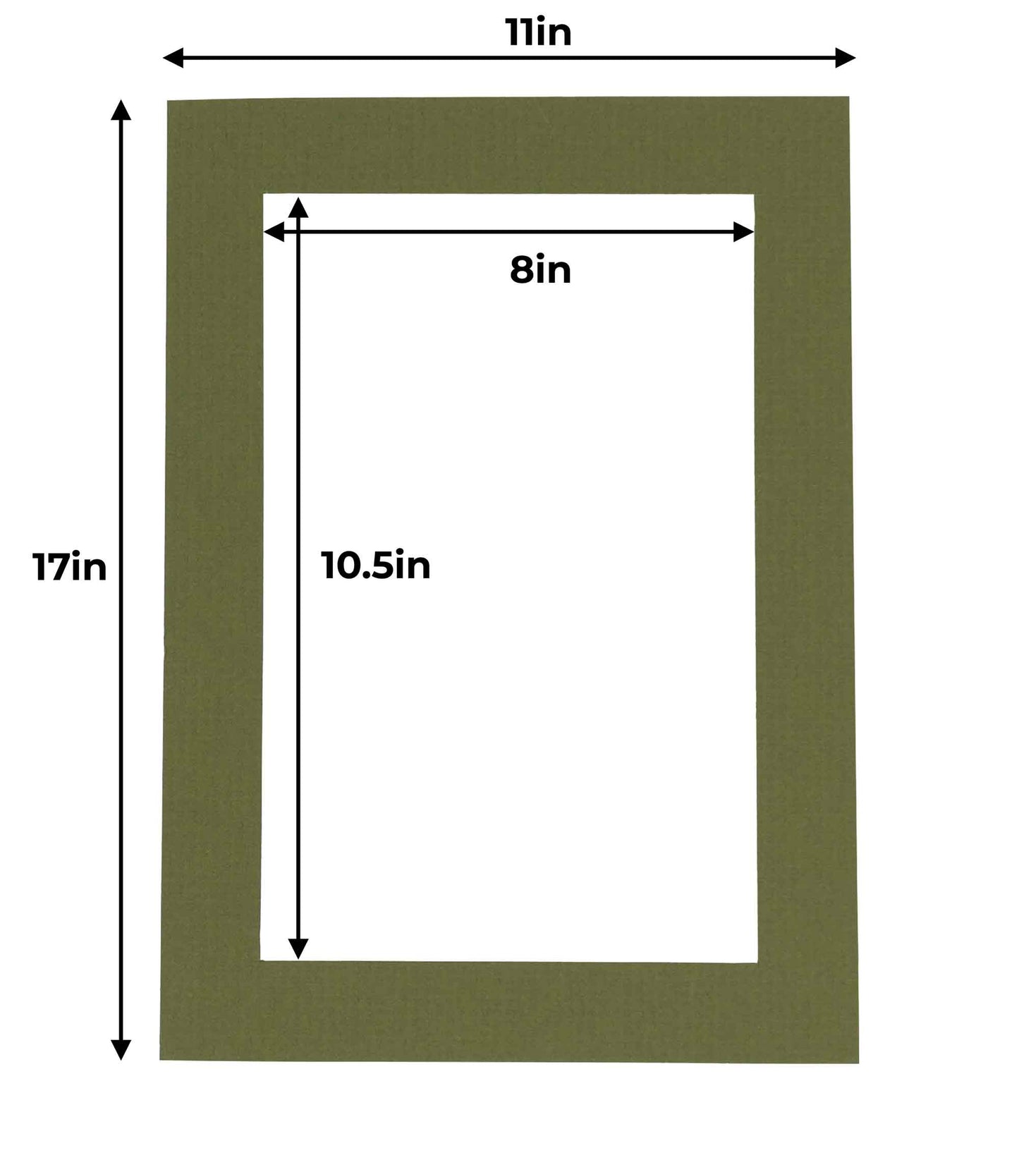 Pack of 10 Dill Green Precut Acid-Free Matboard Set with Clear Bags & Backings