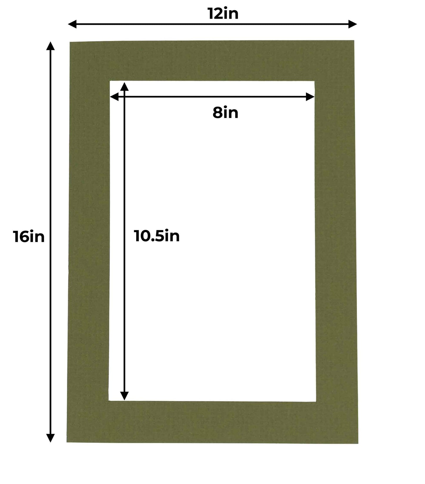 Pack of 25 Dill Green Precut Acid-Free Matboard Set with Clear Bags & Backings