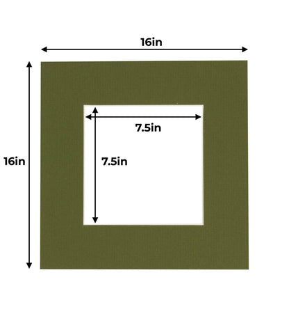 Pack of 25 Dill Green Precut Acid-Free Matboard Set with Clear Bags & Backings