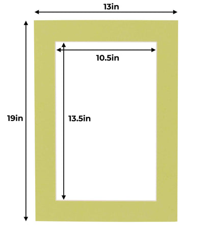 Pack of 10 Pistachio Green Precut Acid-Free Matboard Set with Clear Bags & Backings