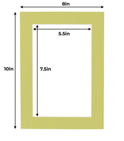 Pack of 25 Pistachio Green Precut Acid-Free Matboard Set with Clear Bags & Backings