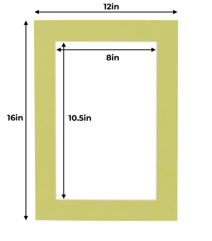 Pack of 25 Pistachio Green Precut Acid-Free Matboard Set with Clear Bags & Backings