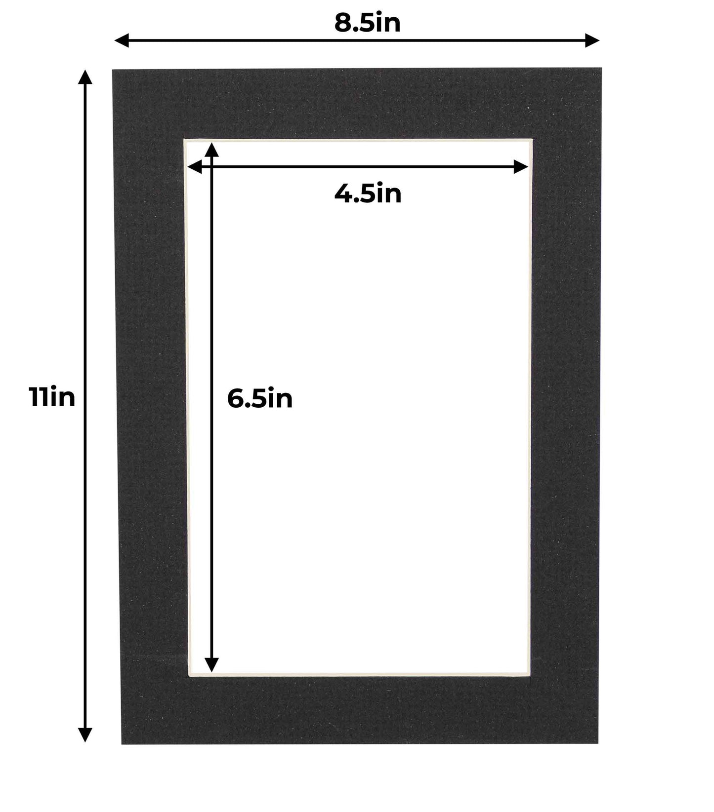 Pack of 25 Textured Black Precut Acid-Free Matboard Set with Clear Bags & Backings